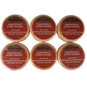 6 x Beloved Grapefruit & Red Ginger Fragrance Scented Bath Bomb 4oz each